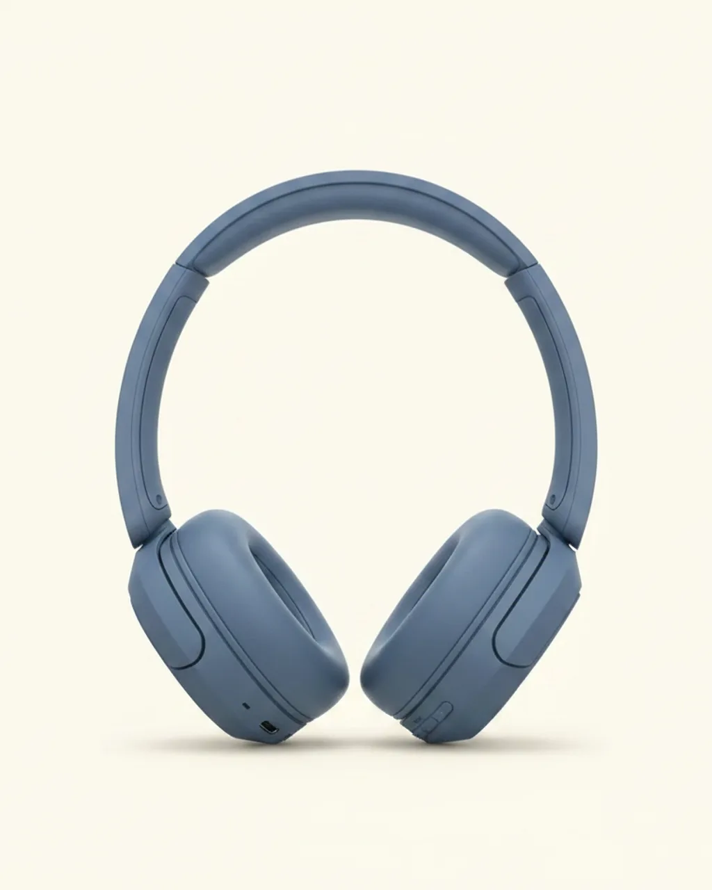 AI-generated hero shot of blue wireless on-ear headphones