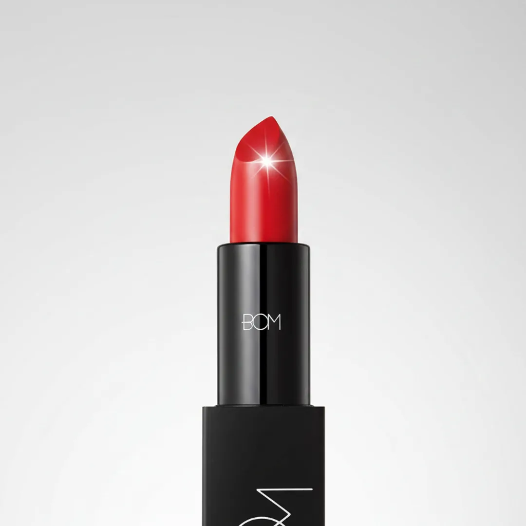 AI-generated 45° angle of a red lipstick